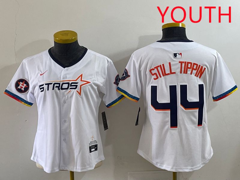 Youth Houston Astros #44 Still Tippin White Four generations Joint Name 2025 Nike MLB Jersey style 9->youth mlb jersey->Youth Jersey